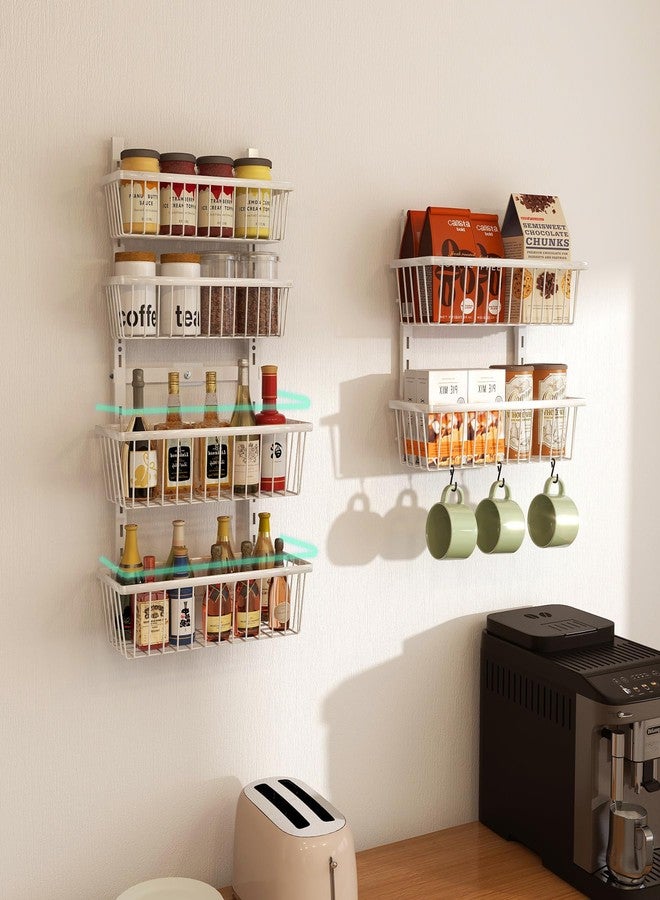 Mefirt White 12 Inch Wide Narrow Over The Door Pantry Organizer, Pantry Organization and Storage, 8-Tier Metal Hanging Deep Basket Wall Spice Rack Seasoning Shelves, Home & Kitchen Essentials - Image 5