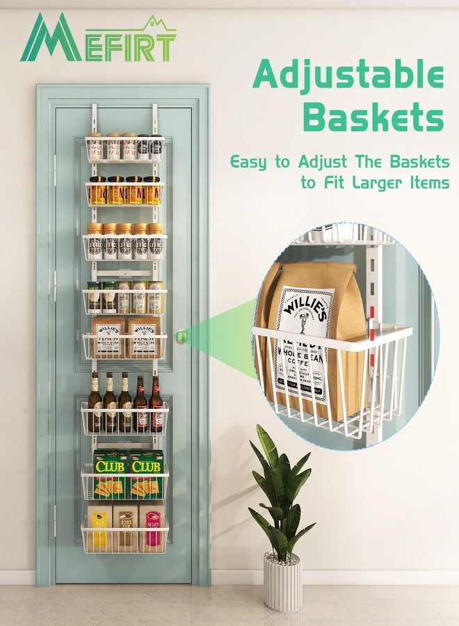 Mefirt White 12 Inch Wide Narrow Over The Door Pantry Organizer, Pantry Organization and Storage, 8-Tier Metal Hanging Deep Basket Wall Spice Rack Seasoning Shelves, Home & Kitchen Essentials - Image 3