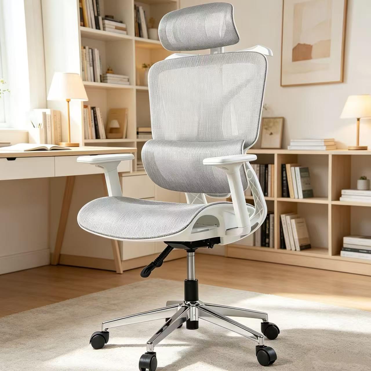 Ergonomic Office Chair, Breathable Office Chair, 3D Adjustable Armrests,Floating Headrest & Dynamic Lumbar Support, Fully Adjustable Computer Desk Chair for Home Office, Gaming & Long Working Hour