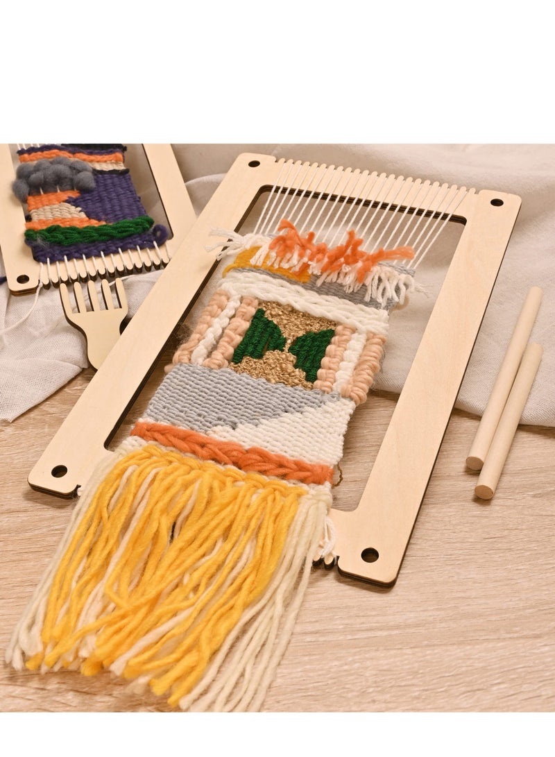 Weaving Looms Set of 2, Loom with Weaving Needle Wooden DIY Weaving Loom for Kids, DIY Looms for Weaving Kids Adult Beginners Weaving Lovers Crochet Knitting Craft Activity 11.9" x 7.8" & 8" x 5.2" - Image 3