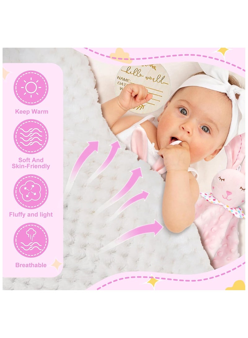 Baby Girl Gift Set, Premium Welcome Baby Gifts Set for Newborn Baby Girls, Multiple Cute Baby Girls Gift Basket Set with Baby Bunny Handbell, Baby Blanket, Bunny Toy, Baby Socks, Keepsake Milestone - Image 5