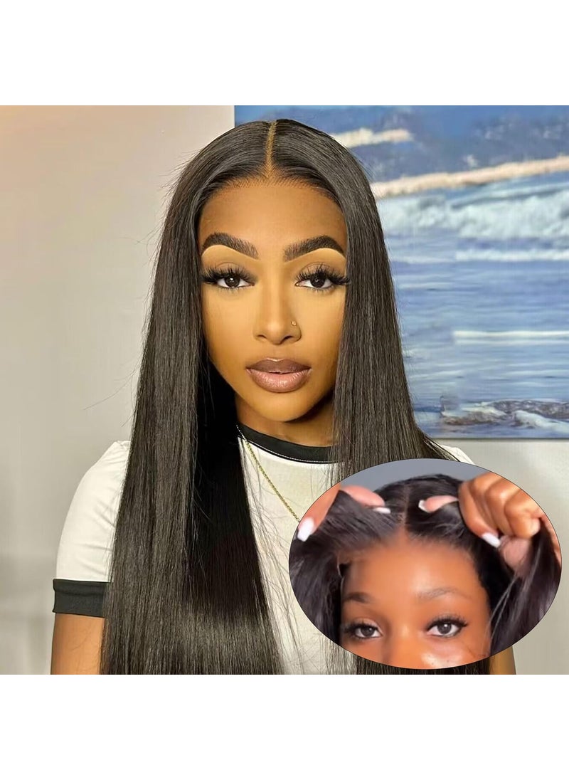 ORIGINAL QUEEN - Straight Wear Go Glueless Wigs Invisible 4X6 HD Pre Cut Lace 100 Glueless Pre Plucked Human Hair Lace Front Wigs for Women OQ Hair Natural Comfortable Wear  Go Wigs Beginner Friendly 22Inch - Image 1