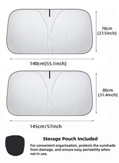 XiuWoo Windshield Car Sunshade, Reflective & Foldable Sun Cover, Blocks 99% of UV Rays, Car Window Shade Interior Accessory for Most Cars, SUVs, and Trucks  - Image 2