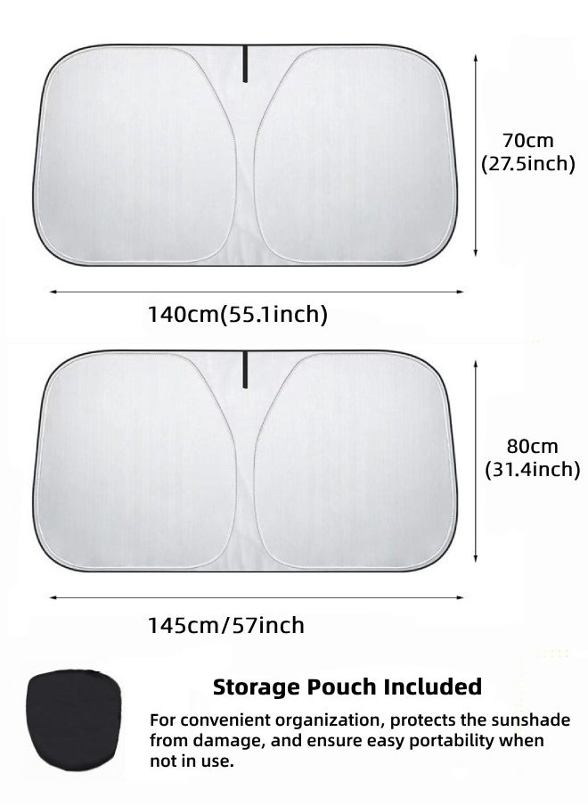 XiuWoo Windshield Car Sunshade, Reflective & Foldable Sun Cover, Blocks 99% of UV Rays, Car Window Shade Interior Accessory for Most Cars, SUVs, and Trucks  - Image 2