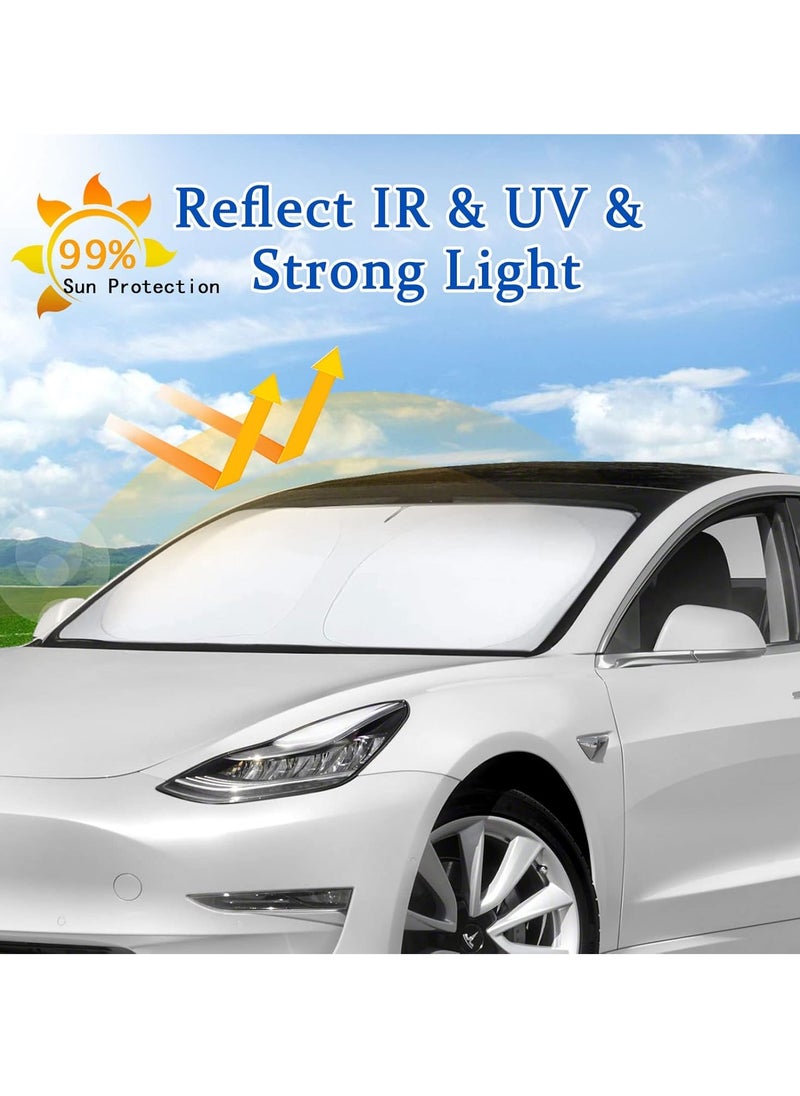 XiuWoo Windshield Car Sunshade, Reflective & Foldable Sun Cover, Blocks 99% of UV Rays, Car Window Shade Interior Accessory for Most Cars, SUVs, and Trucks  - Image 3