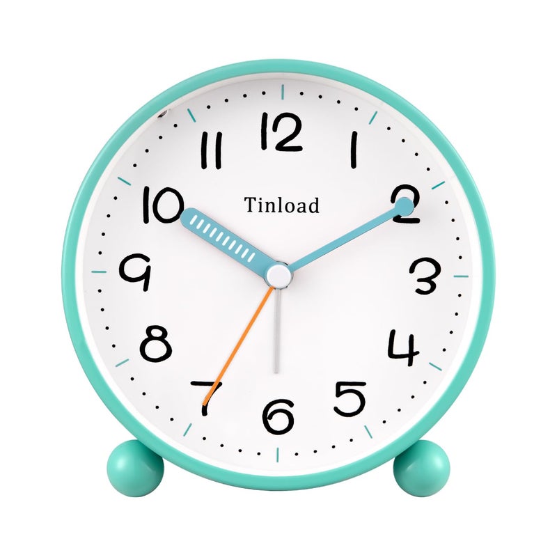 Tinload 4.5" Antique Retro Analog Alarm Clock, Small Silent Battery Operated Clock with Manual Light, Snooze, Vintage Decor for Bedroom, Living Room, Office, Bedside,Deskï¼ˆGreenï¼‰ - Image 1