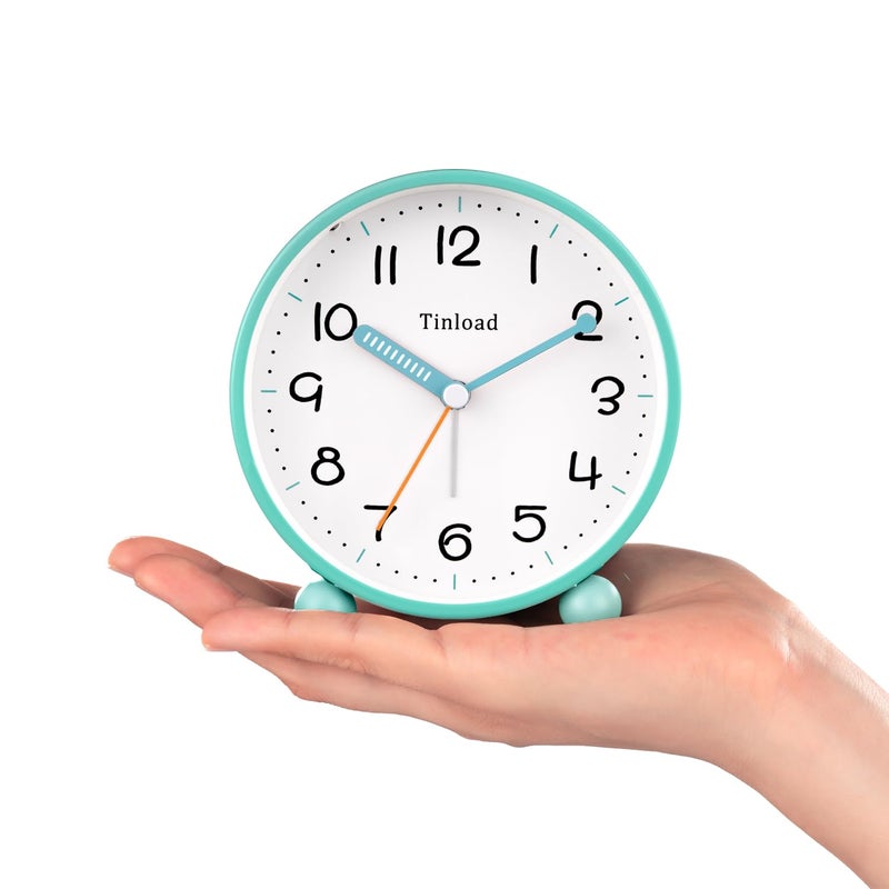 Tinload 4.5" Antique Retro Analog Alarm Clock, Small Silent Battery Operated Clock with Manual Light, Snooze, Vintage Decor for Bedroom, Living Room, Office, Bedside,Deskï¼ˆGreenï¼‰ - Image 3
