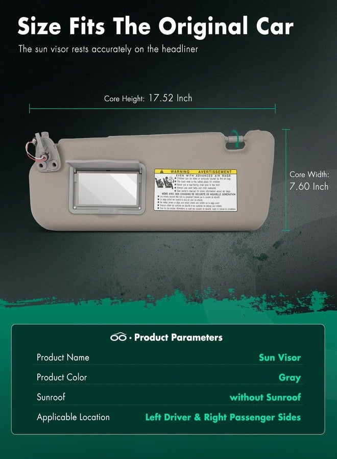 مجموعة واقيات الشمس الرمادية الجانبية اليسرى واليمنى من SCITOO، مناسبة لسيارة هيونداي سوناتا موديلات 2006 و2007 و2008 المزودة بإضاءة. - Image 2