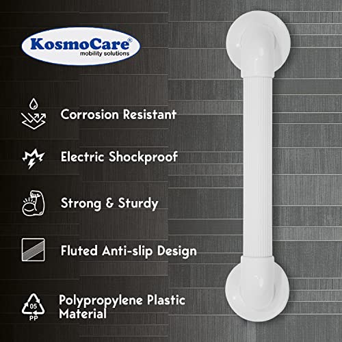 KosmoCare Polypropylene Plastic Grab Bar with Fluted Anti-Slip Design - 24" | Shower Handle for use in Toilet, Bathroom, Stairway Handrail for The Elderly, Pregnant Women & Handicap | Grab Bar Rails | - Image 2