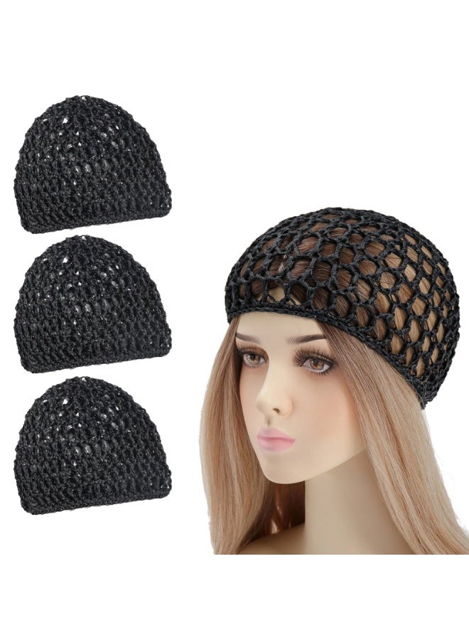 شبكة شعر كروشيه 3 قطع كروشيه ناعمة قابلة لإعادة الاستخدام، غطاء نوم ليلي كروشيه ناعم قابل لإعادة الاستخدام، شبكة شعر محبوكة - Image 1