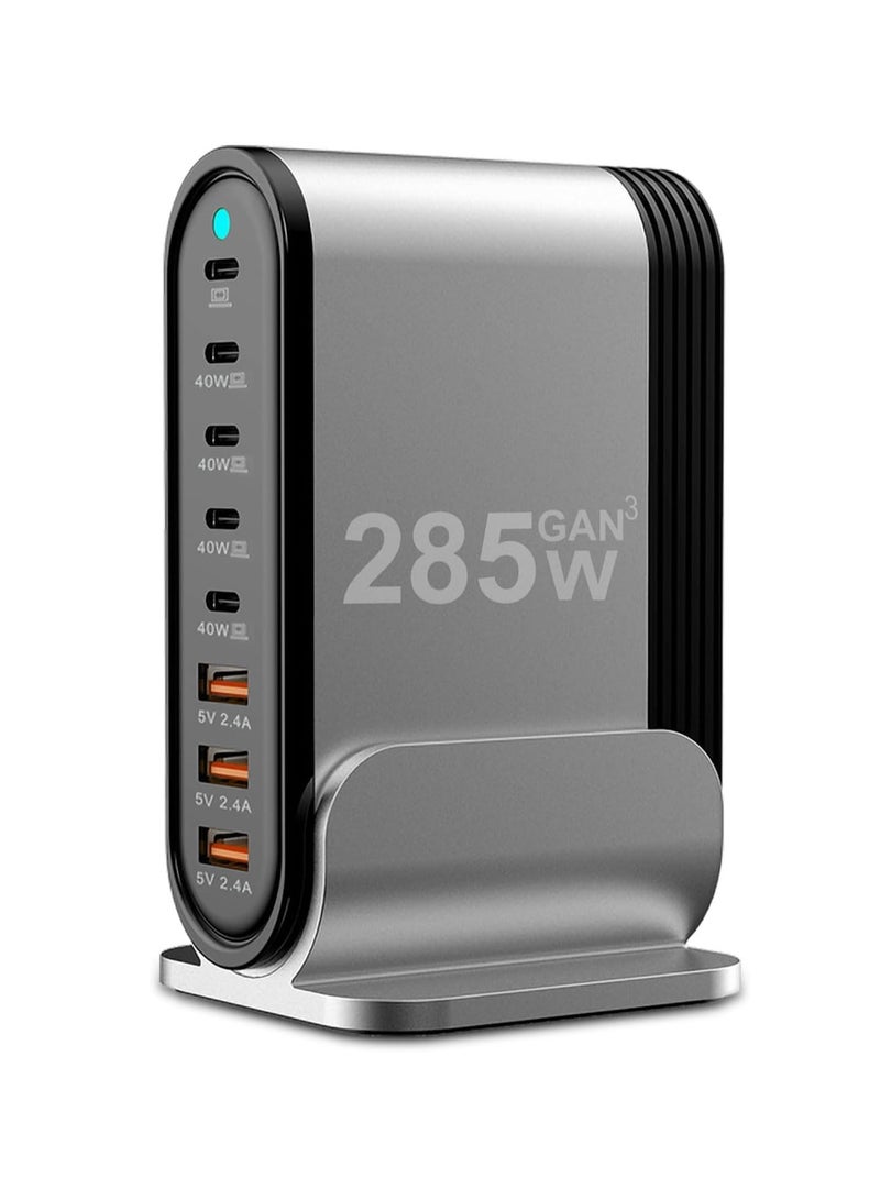 Zikra 285W 8-Port USB C PD Fast Charging Station - Wall Charger with 6ft Power Cable, Compatible with MacBook Pro, iPad Pro, iPhone 14/13/Mini/Pro/13Pro Max/12, Samsung Galaxy - Image 1