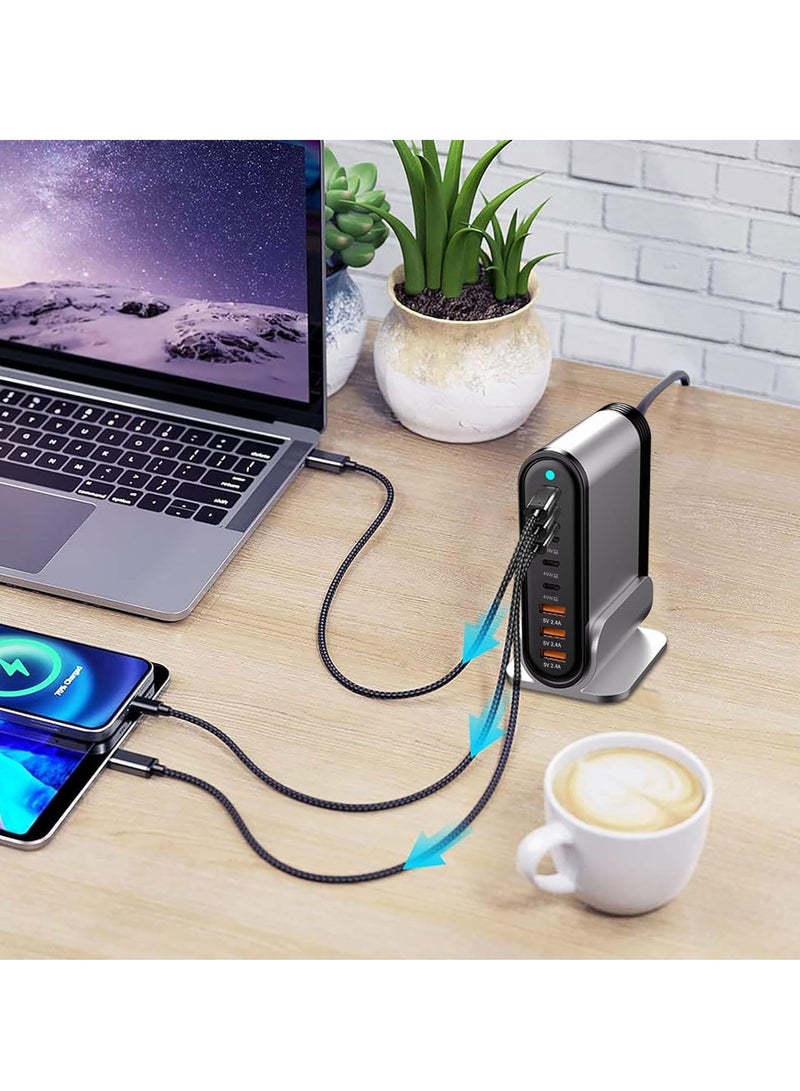 Zikra 285W 8-Port USB C PD Fast Charging Station - Wall Charger with 6ft Power Cable, Compatible with MacBook Pro, iPad Pro, iPhone 14/13/Mini/Pro/13Pro Max/12, Samsung Galaxy - Image 5