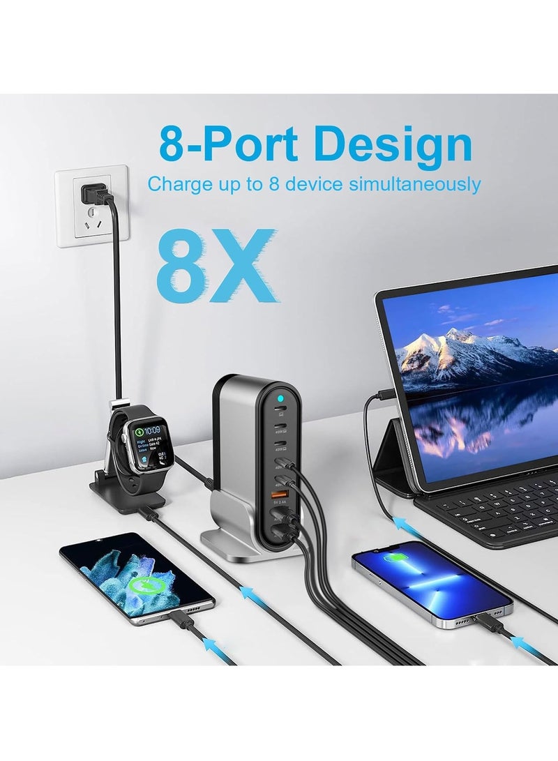 Zikra 285W 8-Port USB C PD Fast Charging Station - Wall Charger with 6ft Power Cable, Compatible with MacBook Pro, iPad Pro, iPhone 14/13/Mini/Pro/13Pro Max/12, Samsung Galaxy - Image 2