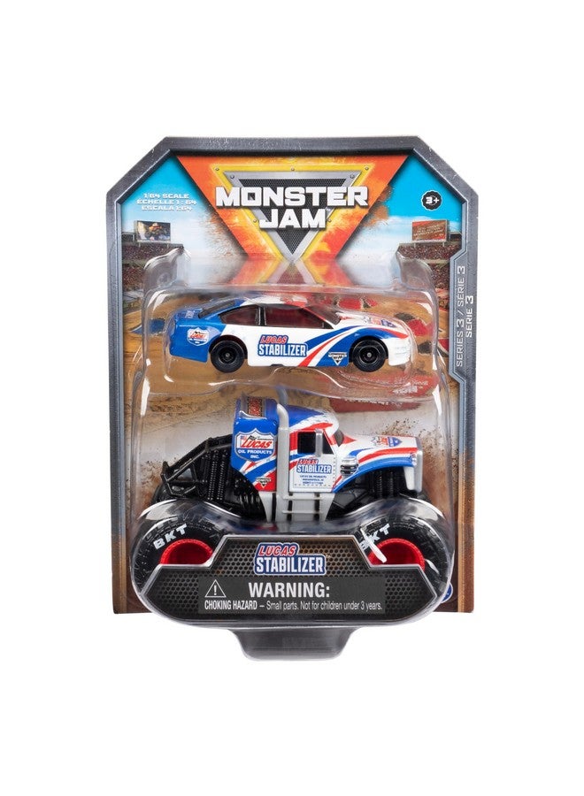 سبن ماستر شاحنة سباق ومثبت لوكاس مونستر وسيارة سباق 1/64 - Image 1