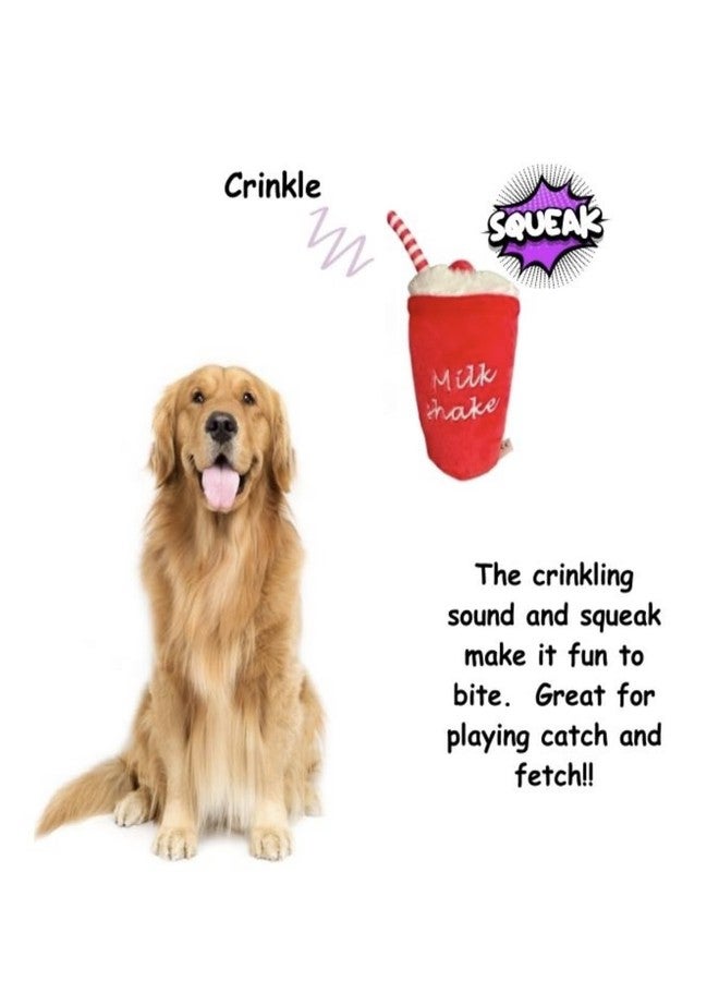 Glow Pups ألعاب Glow Pups للكلاب، لعبة ميلك شيك قطيفة تصدر صوت طقطقة، سهلة التنظيف، تعزز النشاط الذهني، تُبقي الكلب مستمتعًا، صوت طقطقة، أحمر - Image 3