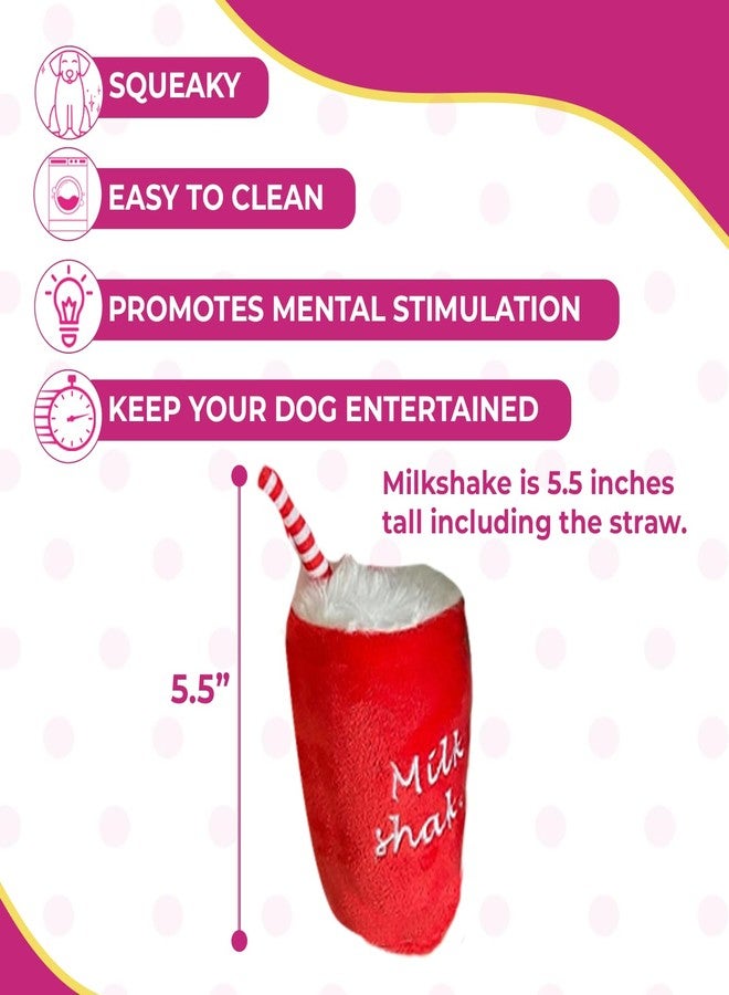 Glow Pups ألعاب Glow Pups للكلاب، لعبة ميلك شيك قطيفة تصدر صوت طقطقة، سهلة التنظيف، تعزز النشاط الذهني، تُبقي الكلب مستمتعًا، صوت طقطقة، أحمر - Image 2