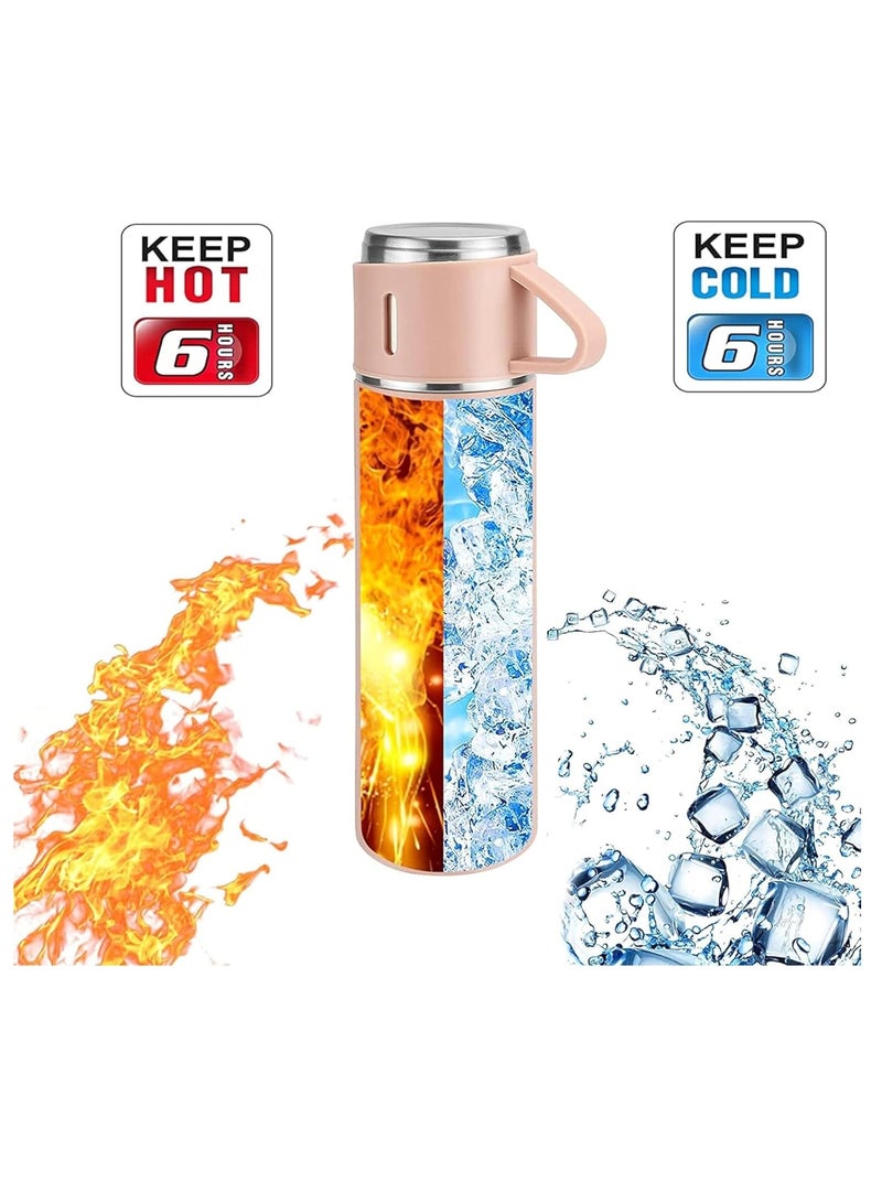 TIGER 500ml Stainless Steel Vacuum Thermos Flask with Silicone Handle – Insulated Water Set with 2 Stainless Steel Cups for Hot & Cold Drinks – Ideal for Outdoor Travel, Camping, Hiking | Gift Box Set (2 PACK) PINK - Image 3