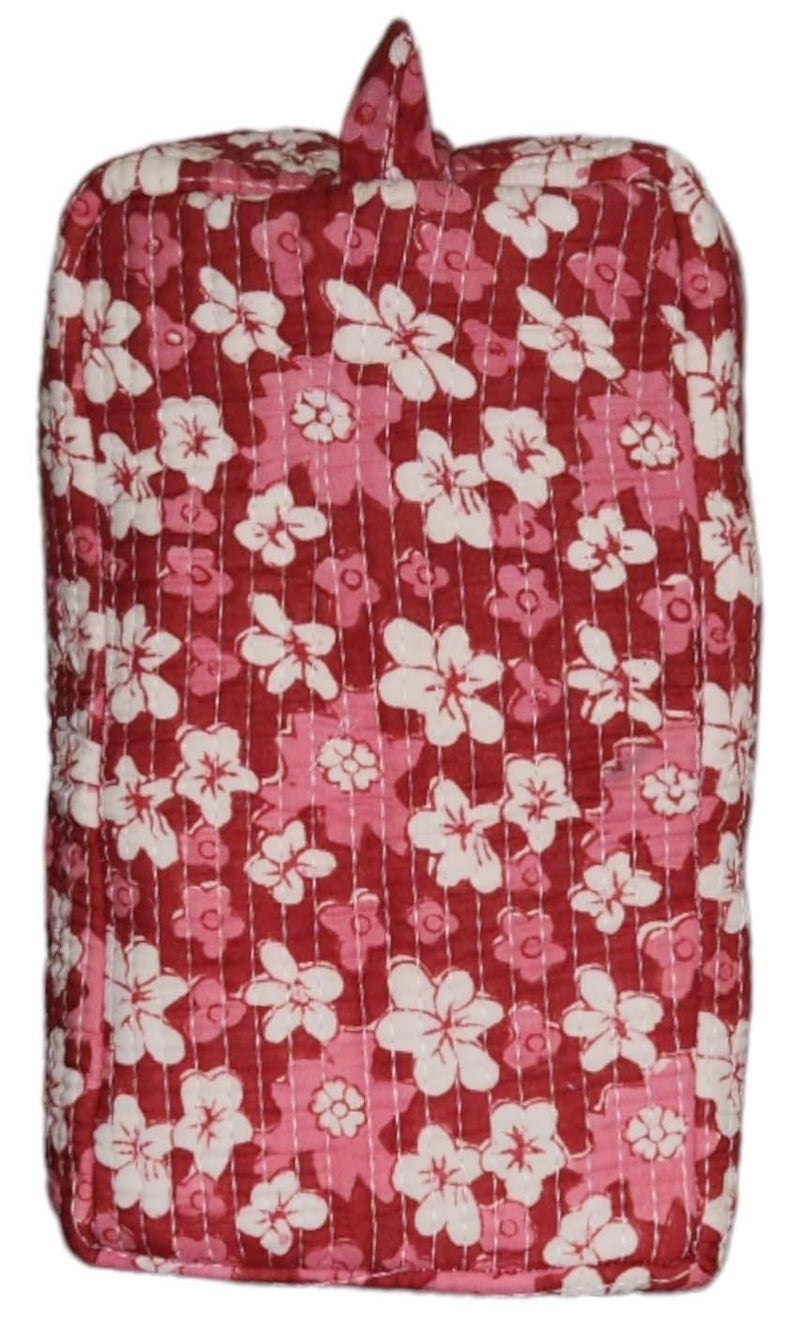 Eddika Quilted Hand Block Printed Cotton Multipurpose Extra Large Cosmetic Bags for Storage Travel Kit Makeup PouchesToiletry Bag eeltpcb08 - Image 3