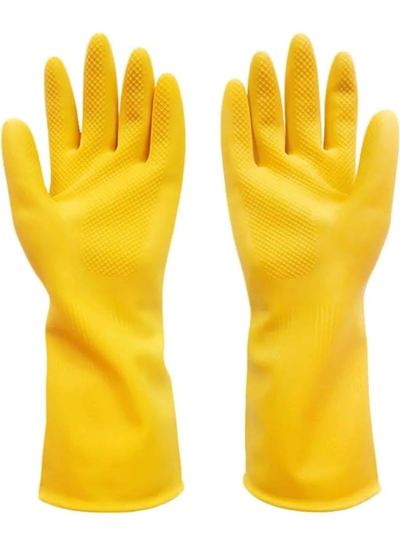 .زوج من قفازات غسيل الصحون المصنوعة من السيليكون القابل لإعادة الاستخدام، لتنظيف الأطباق، وغسل المطبخ والحمام والسيارة المقاومة للتآكل والمقاومة للماء والسميكة باللون الاصفر - Image 1