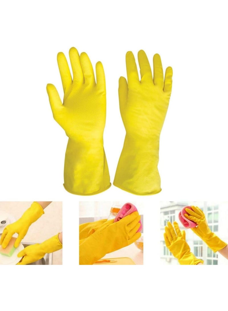 .زوج من قفازات غسيل الصحون المصنوعة من السيليكون القابل لإعادة الاستخدام، لتنظيف الأطباق، وغسل المطبخ والحمام والسيارة المقاومة للتآكل والمقاومة للماء والسميكة باللون الاصفر - Image 2