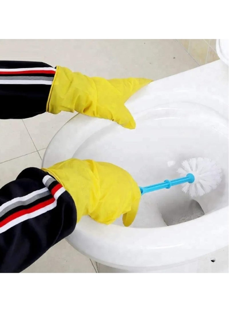 .زوج من قفازات غسيل الصحون المصنوعة من السيليكون القابل لإعادة الاستخدام، لتنظيف الأطباق، وغسل المطبخ والحمام والسيارة المقاومة للتآكل والمقاومة للماء والسميكة باللون الاصفر - Image 4