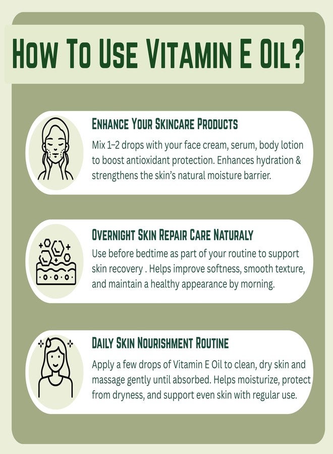KUNJ Vitamin E Oil (Tocopherol) 30ML - 100% Pure & Natural, Non-Sticky & Lightweight Therapeutic Grade Oil for Face Serum, Brightening, Anti-Aging, Hair & Nail Care, DIY Beauty Blends - Image 3