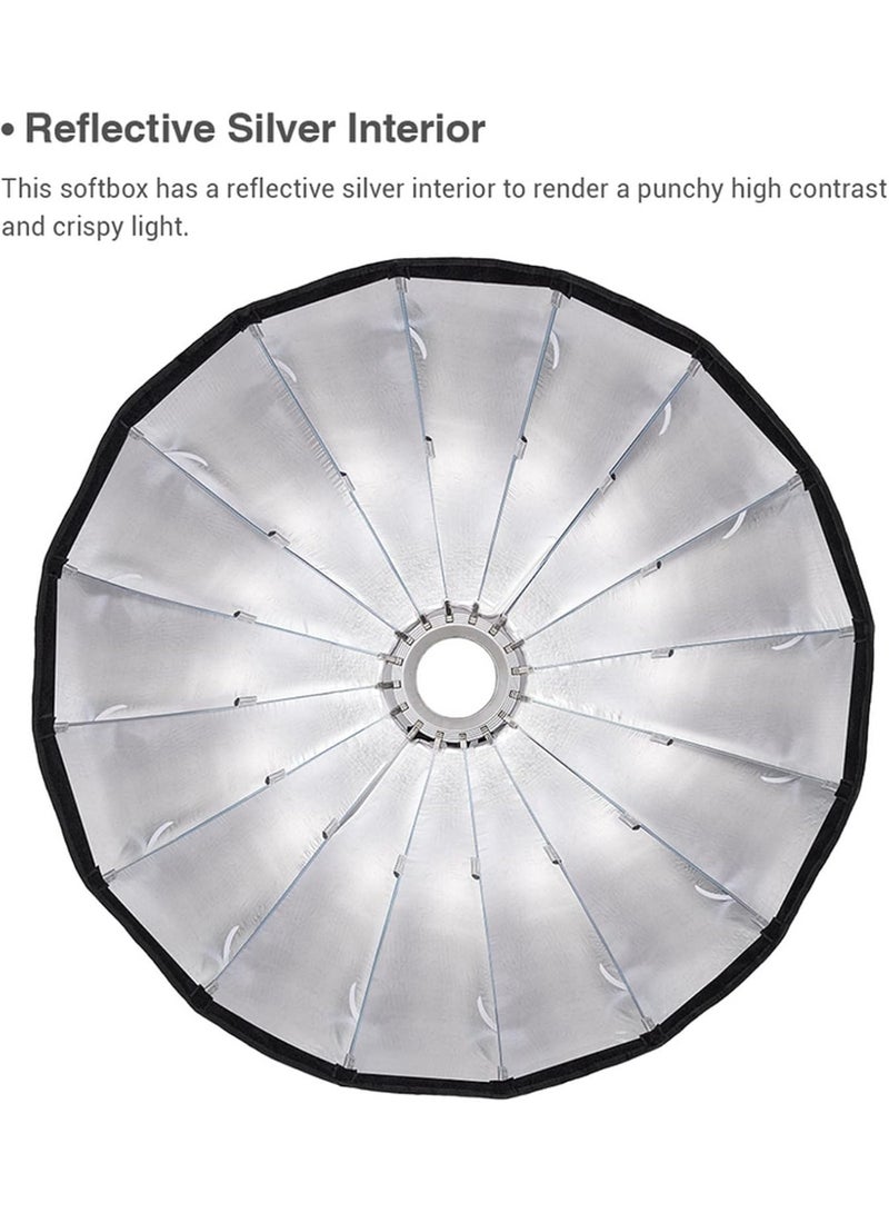 GODOX QR-P90 35.4 Inch/90CM Parabolic Softbox, Bowens Mount Soft Boxes, Quick Release Parabolic Softbox, with Front & Inner Diffuser for SL-60W AD600BM VL150 UL150 SL150II Amaran 100X 200D 200X w/Grid - Image 4