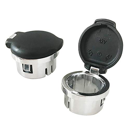 LECWOF Set of 2 Plug Cover Cap 12V Chrome Replacement Power Outlet Dash Retainer Cigarette Lighter Plug Retainer for Chevrolet Silverado GMC Sierra 1500 2500HD 3500 2007-2013 20983936 - Image 1