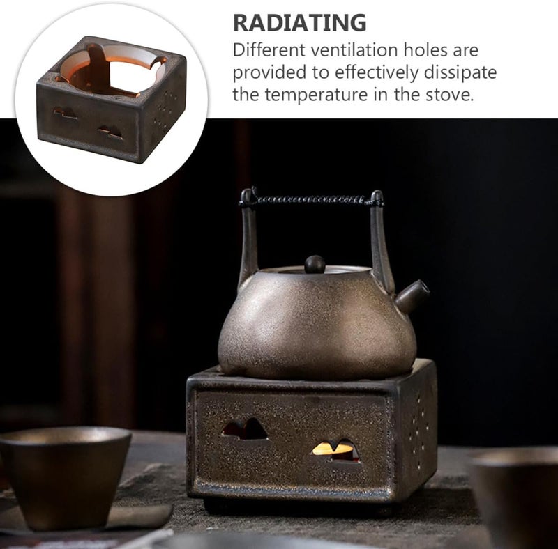 Longevity upgraded craftsmanship SEWACC Vintage Ceramic Teapot Warmer Stove Household Tea Pot Warming Stove Retro Tea Heater for Kitchen Use Without Candle Protective coating - Image 4