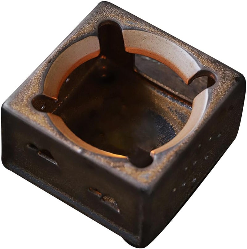 Longevity upgraded craftsmanship SEWACC Vintage Ceramic Teapot Warmer Stove Household Tea Pot Warming Stove Retro Tea Heater for Kitchen Use Without Candle Protective coating - Image 1
