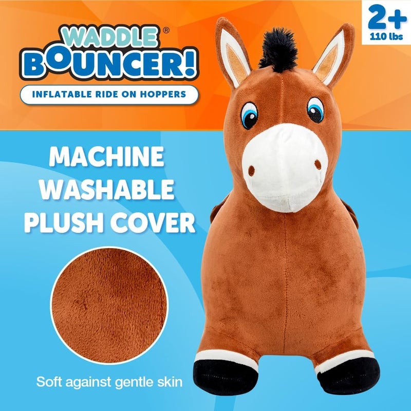 WADDLE Inflatable Animal Hopper - Kids, Toddler Toys, Bouncy Animal Hopper, Hopping Plush Toy, Indoor and Outdoor, Pump Included, Riding Toys for Boys and Girls Ages 2 and Up - Image 2