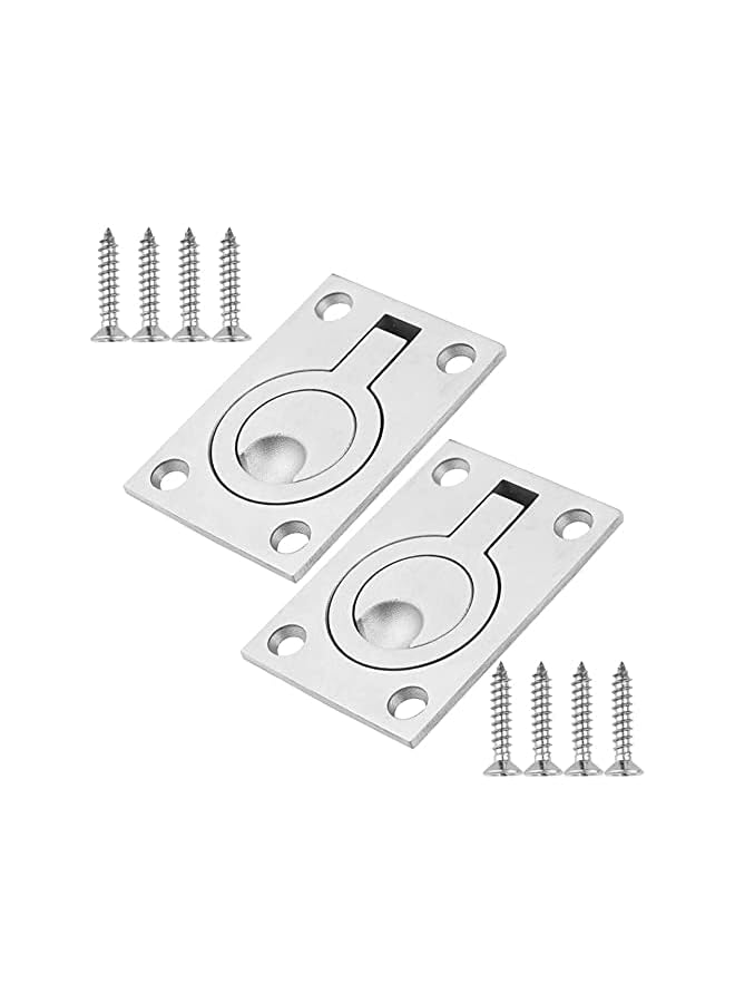 promass 2 Pack Ring Flush Pull Handles Stainless Steel Boat Hatch Latch Cabinet Hidden Recessed Furniture Handle Mount Lifting Ring Marine Yacht Drawer Door Handle - Image 4