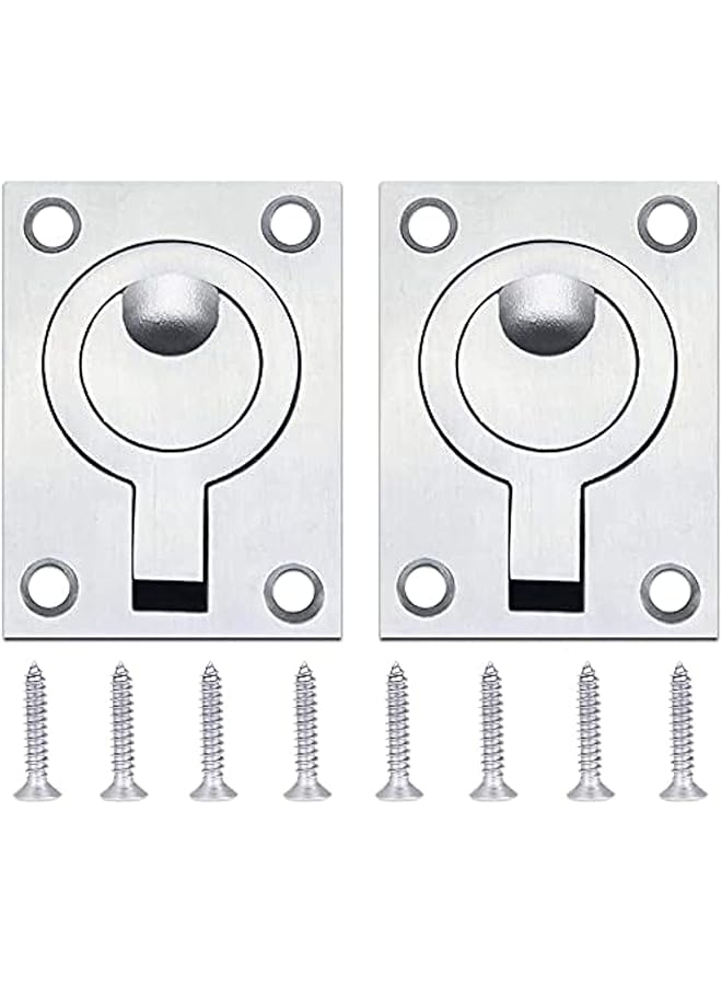 promass 2 Pack Ring Flush Pull Handles Stainless Steel Boat Hatch Latch Cabinet Hidden Recessed Furniture Handle Mount Lifting Ring Marine Yacht Drawer Door Handle - Image 1