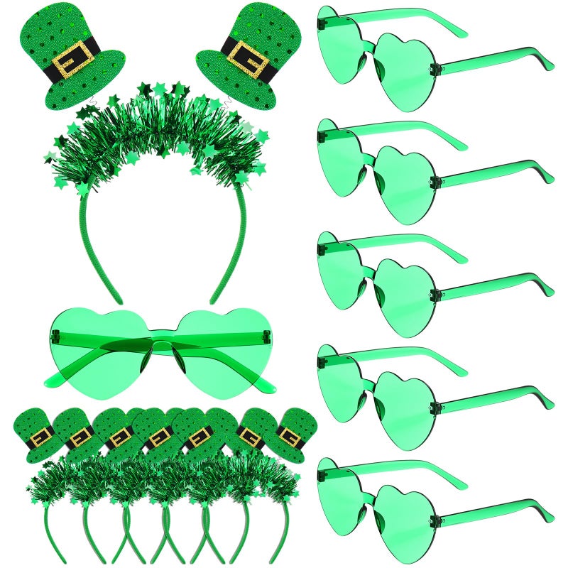 Jutom 12 Pcs St. Patrick's Day Headbands Glasses Set Green St Patricks Day Party Favors Love Eyewear Photo Booth Props Accessories (Ireland) - Image 1