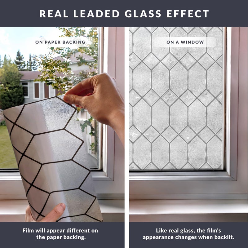 Artscape Old English 24 x 36 Inch Window Film, Made in USA â€“ Provides Privacy, Non-Adhesive, Textured Leaded Glass Pattern, UV Protection, Easy to Apply and Removable - Image 5