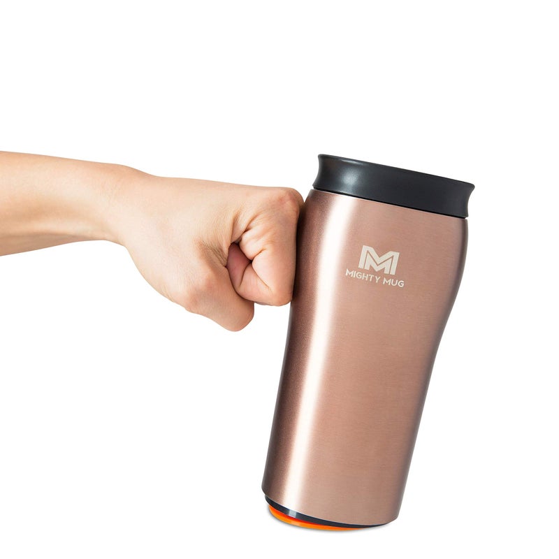 Mighty Mug  The Untippable Mug  Grips When Hit Lifts for Sips  Insulated Stainless Tumbler  Cupholder Friendly  Gifts for Women Men All  Leakproof  4 Hours Hot  24 Cold  12oz  Rose Gold