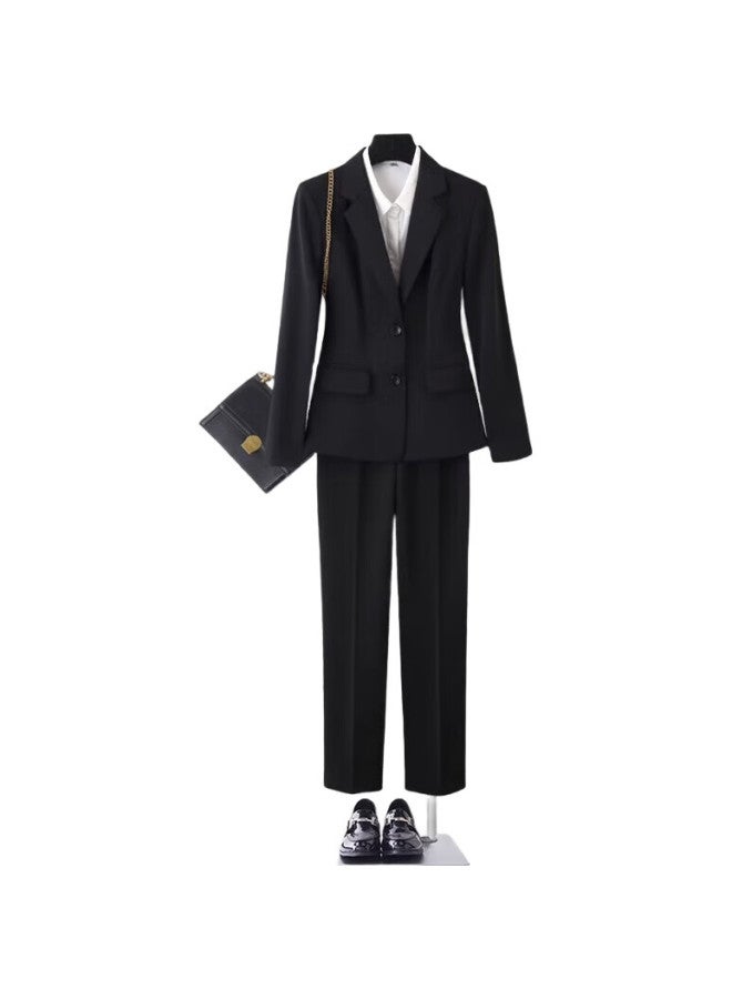 TELUOMAN Black Suit Set Women'S Professional Wear Interview Formal Wear College Student Work Uniform Suit Jacket Two-Piece Suit - Image 1