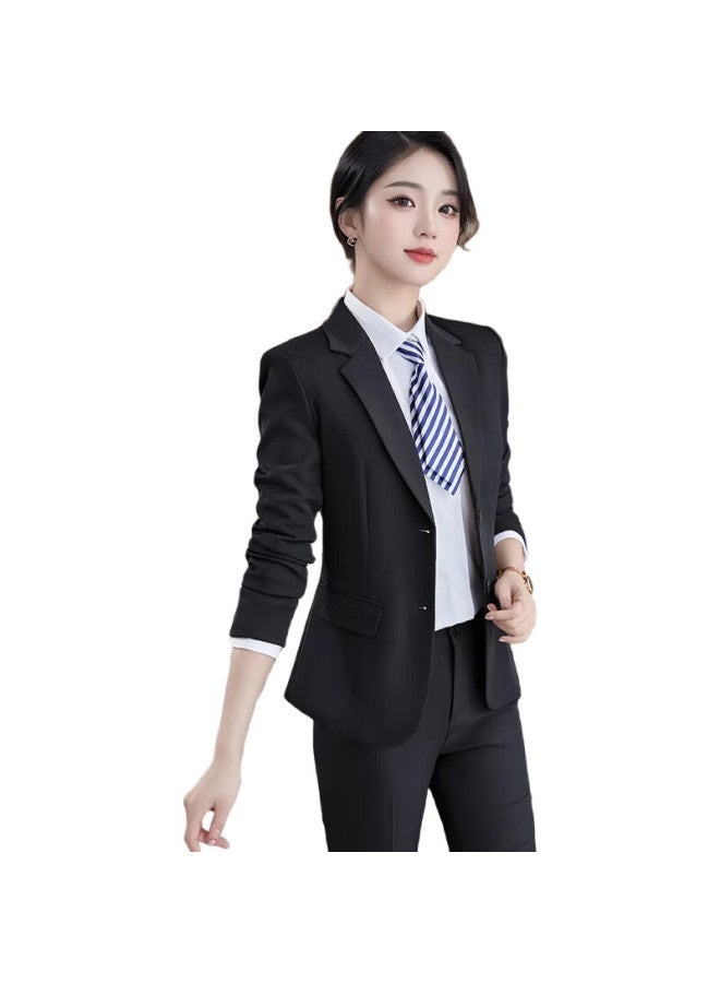 TELUOMAN Black Suit Set Women'S Professional Wear Interview Formal Wear College Student Work Uniform Suit Jacket Two-Piece Suit - Image 3