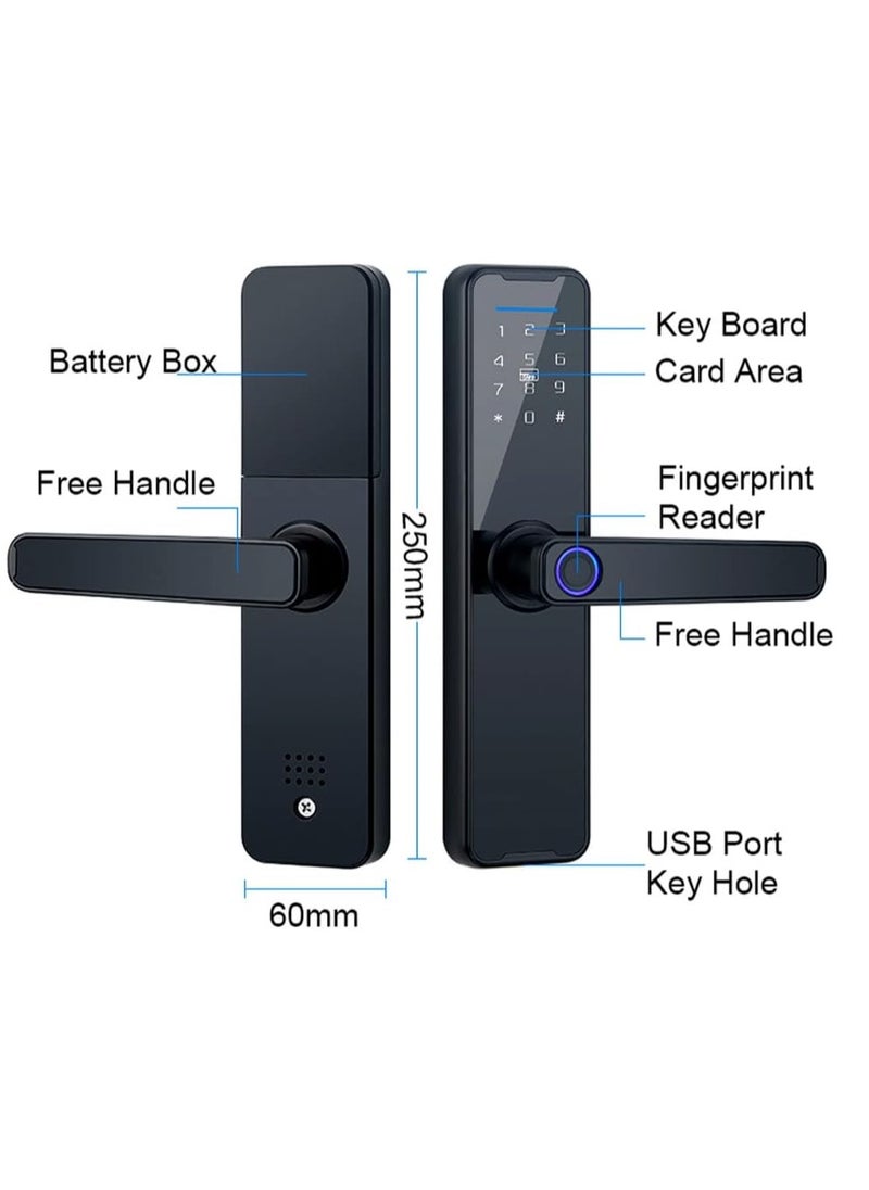 Generic - Smart Door Lock, Fingerprint Smart Door Lock, Electronic Deadbolt with 4 Ways Password, TUYA Control, Fingerprint and Key - Image 1