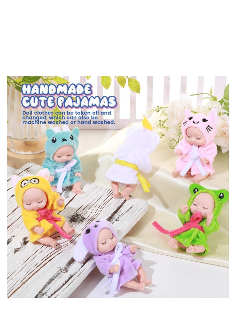 SYOSI 6 Pcs Mini Baby Dolls, 4 Inch Lifelike Realistic Baby Dolls, Mini Cute Baby Dolls, Tiny Baby Doll Easter Christmas Egg Fillers Birthday Gifts Set for Girls Toddlers Kids Basket Stuffers(Sleepwear)  - Image 3