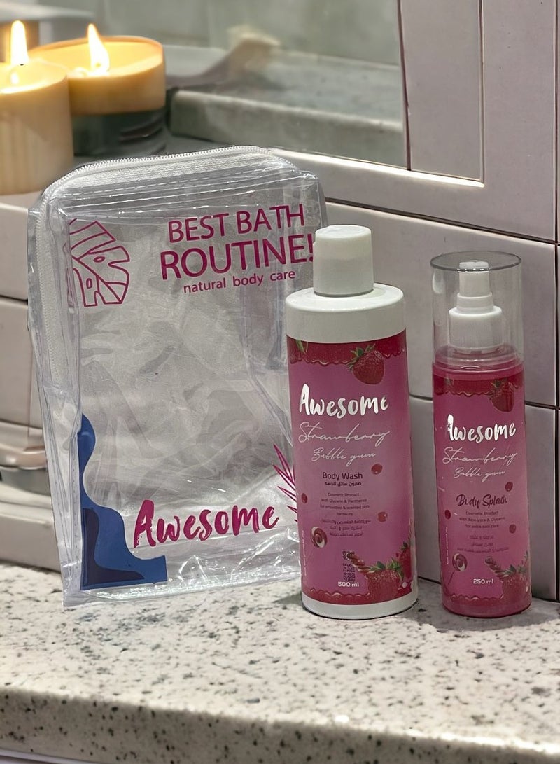 Skin care Set with strawberry bubblegum flavor