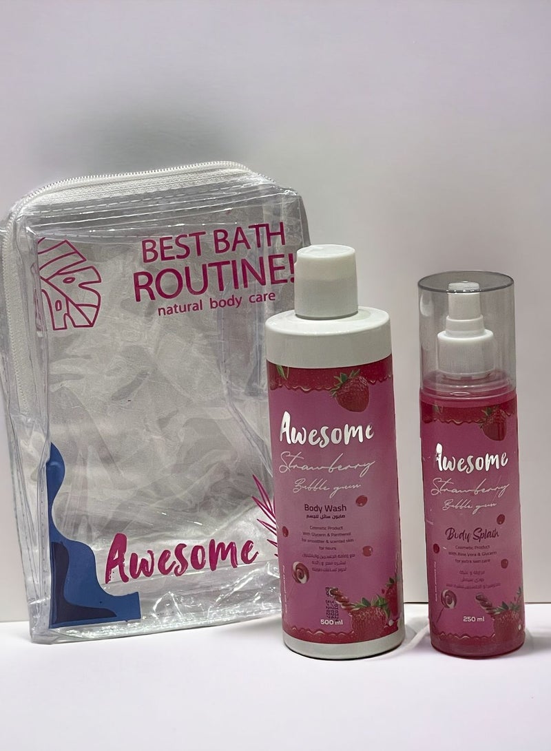 Skin care Set with strawberry bubblegum flavor
