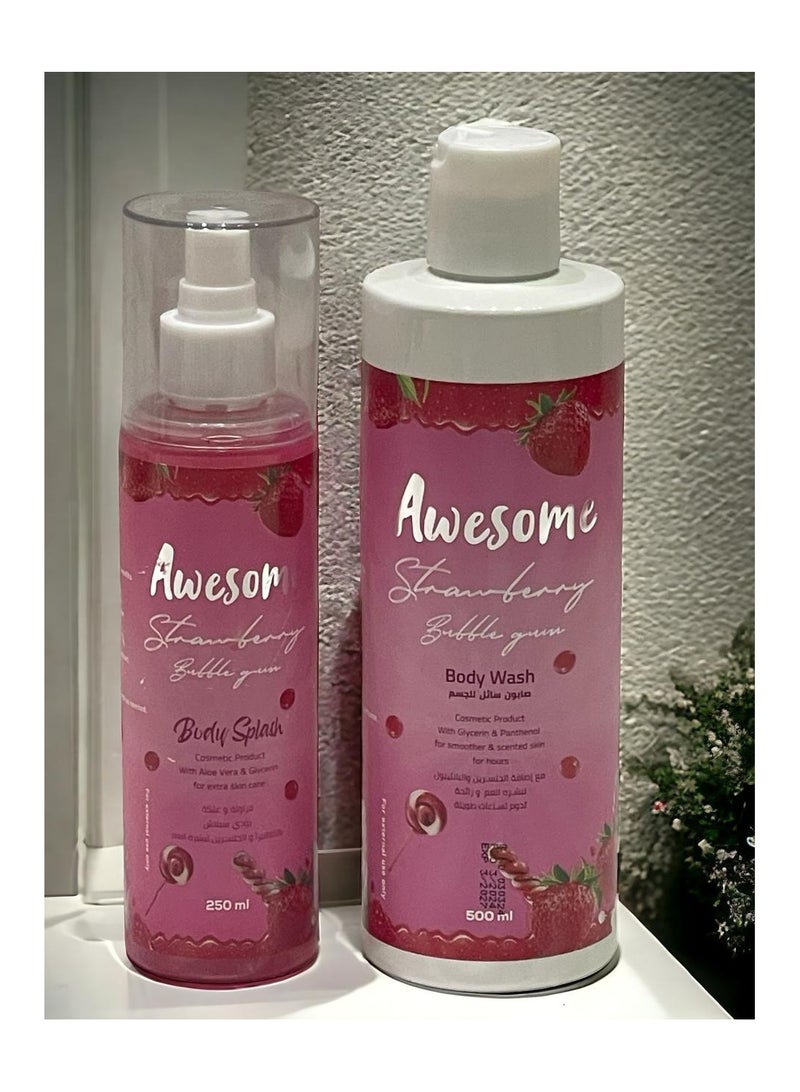 Skin care Set with strawberry bubblegum flavor