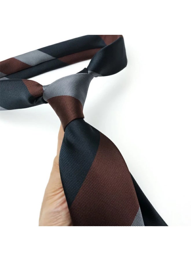 Zoferno Classico Men’s Striped (Rep) Tie – 8 cm Wide Formal Necktie – Microfiber Silk-Feel Business Tie with Luxury Gift Box (Brown/Grey/Navy) - Image 2