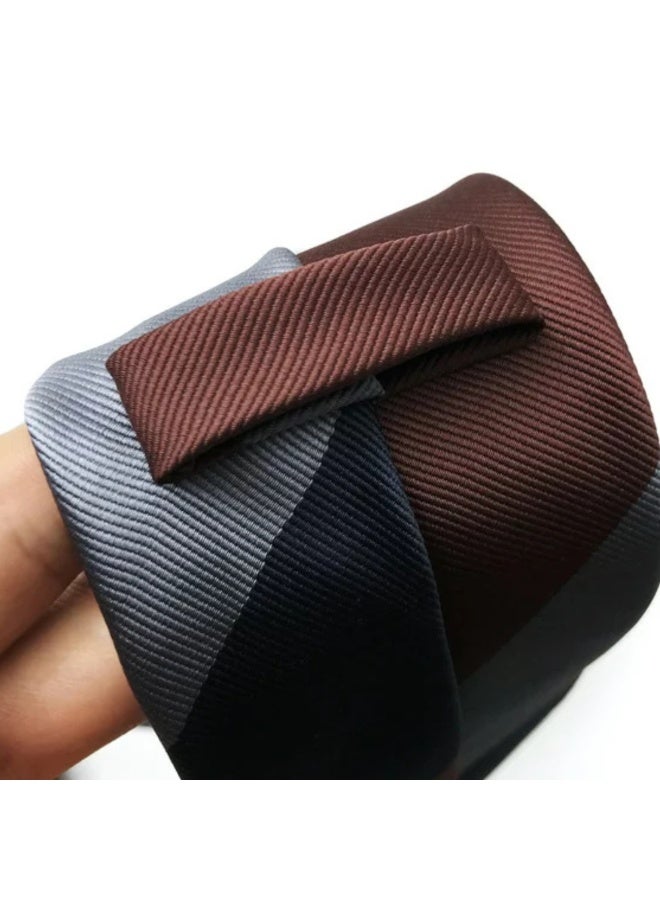 Zoferno Classico Men’s Striped (Rep) Tie – 8 cm Wide Formal Necktie – Microfiber Silk-Feel Business Tie with Luxury Gift Box (Brown/Grey/Navy) - Image 4