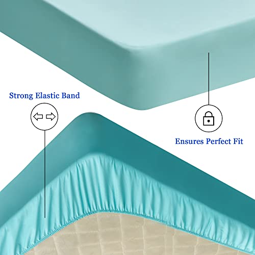 Sufdari Full Size Mattress Protector,Waterproof Mattress Protector,Fitted Sheet Style Mattress Cover with 18" Deep Pocket,Washable and Comfortable-Aqua,Full - Image 4