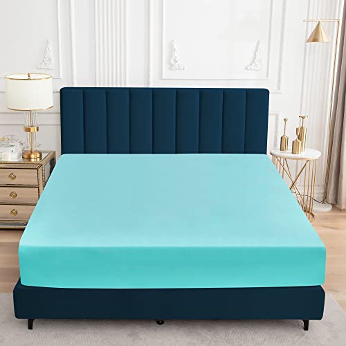 Sufdari Full Size Mattress Protector,Waterproof Mattress Protector,Fitted Sheet Style Mattress Cover with 18" Deep Pocket,Washable and Comfortable-Aqua,Full - Image 3