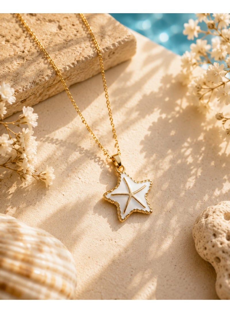 Shein The Waterproof Pure 316 Stainless Steel Starfish Necklace - Free Size, A Statement of Marine Elegance - Image 2