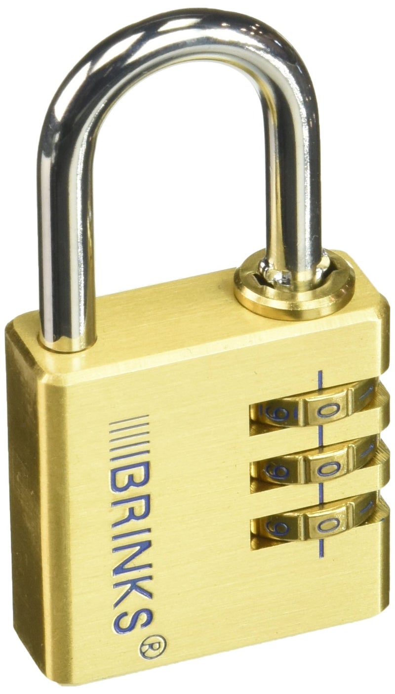 BRINKS 40mm Solid Brass 3Dial Resettable Padlock Chrome Plated with Hardened Steel Shackle
