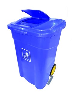 AKC AKC Outdoor Trash & Garbage Bin | Functional Waste Bin | Durable Plastic Finish | Rubber-Wheeled & Mobile | Suitable For Outdoor Areas, Villas, Malls, Restaurants, & More | 120 Liters | Blue 